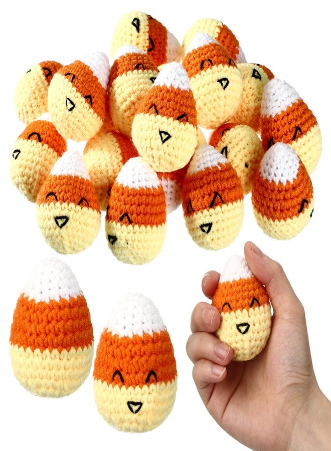 Silipull 6 Pcs Candy Corn Plush Fall Party Decoration Handmade Knitted Crochet Corn Thanksgiving Gifts for Guests Treat Supplies Goodie Bag Fillers Thanksgiving Gift for Teacher Women Coworker - Image 1